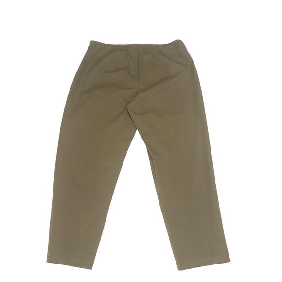 Eileen Fisher Pants L Dark Olive Green Organic Cotton Cropped Pants Lagenlook - Picture 6 of 11